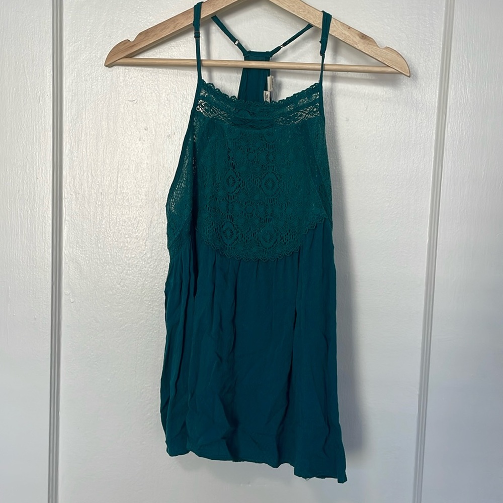 Teal High Neck Tank Top
